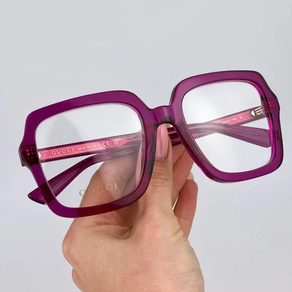 Gucci GG1318O 003 BRAND NEW Eyeglasses Transparent Fuchsia Square Women GG 1318O